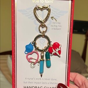 NIB true to form Gold Heart Medical Field Keychain with Charms MD,RN,LVN Gift